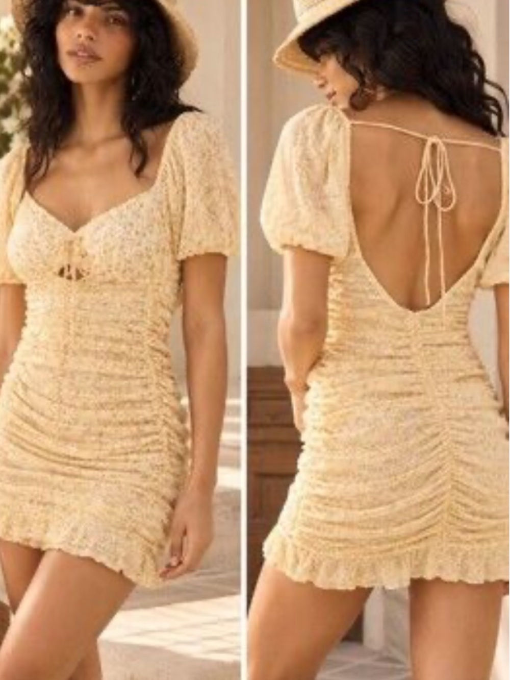 Free People Tessa Daisy Ruched Mini Dress